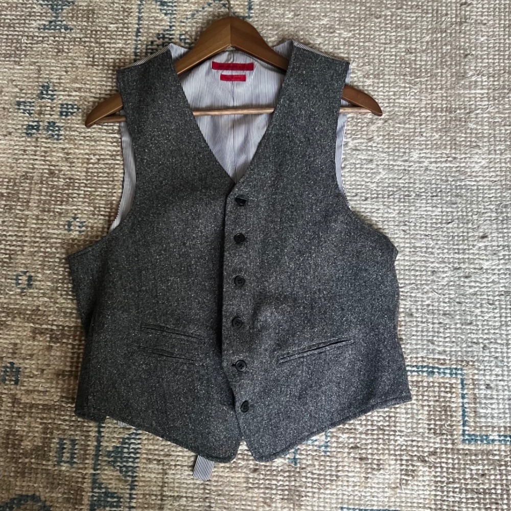 John Varvatos Grey T Waistcoat Vest M Fall Perfect Dapper Daddy Handsome Rich